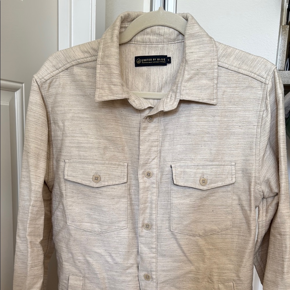 United By Blue Cream Lightweight Shirt Jacket with Textured Fabric